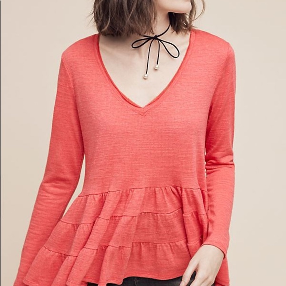 Anthropologie Deletta Thea Ruffle Top Sz M